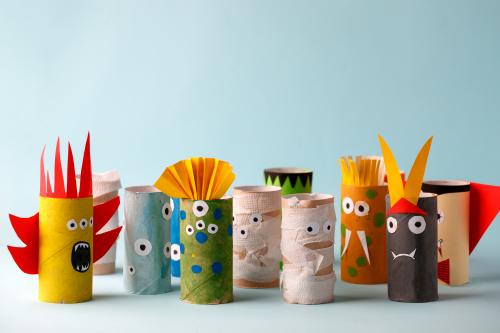 Toilet paper roll monsters