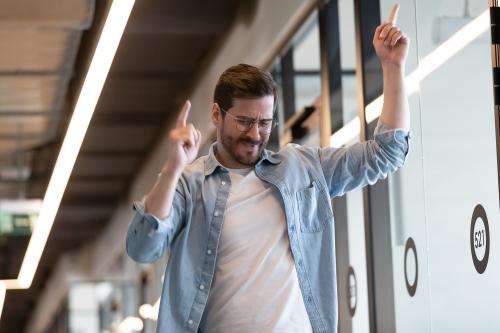 A cheering man