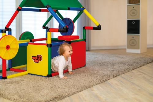 Child in playhouse