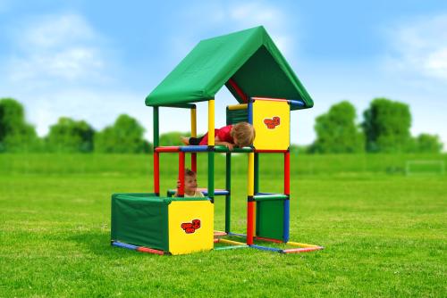 Children playing in playhouse