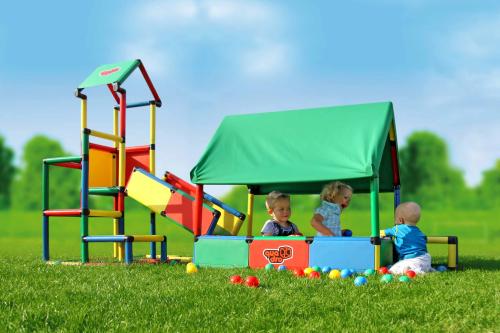 Children playing in playhouse