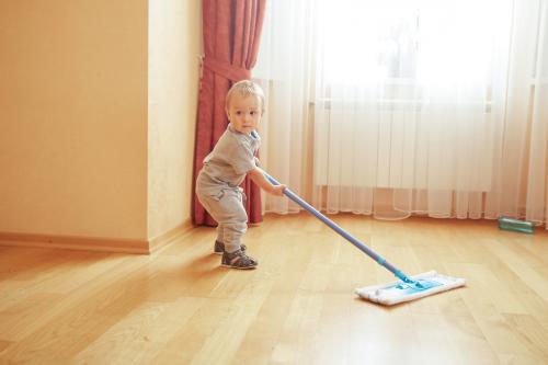 Child wipes the floor